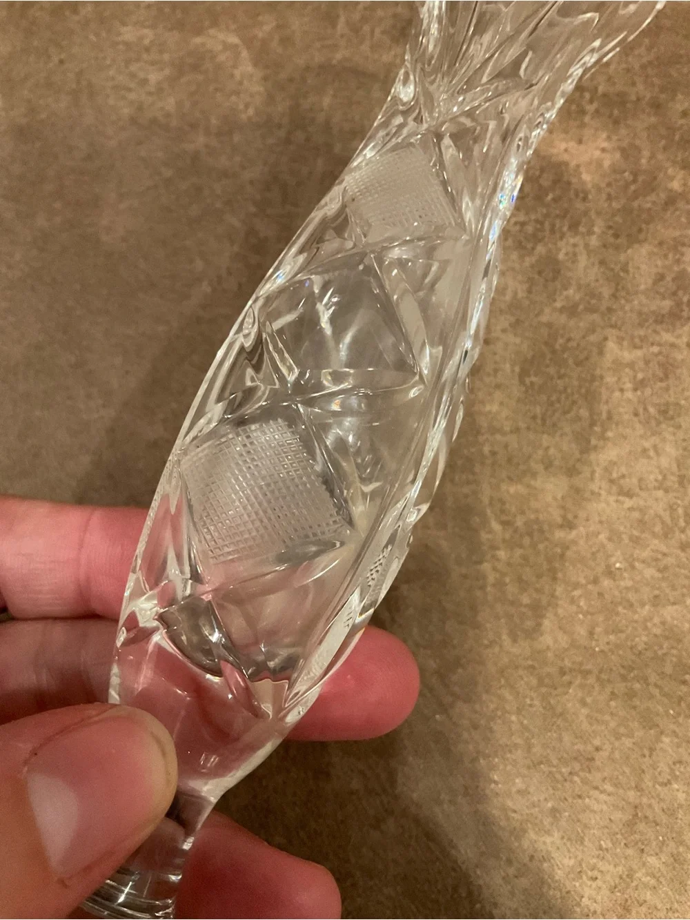 Slender Crystal Vase with Diamond Pattern